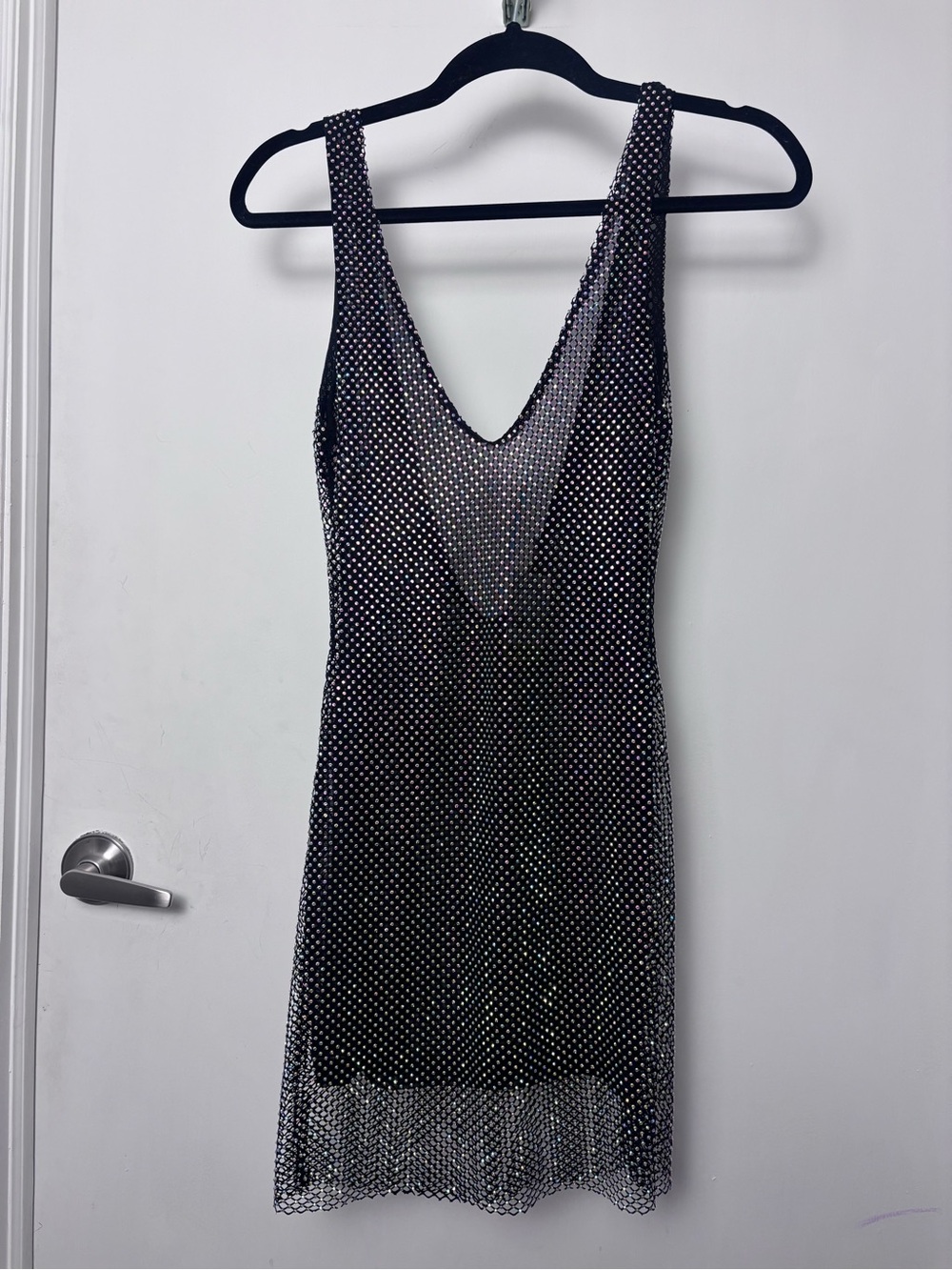 SLA THE LABEL Black Rhinestone Mini Dress
